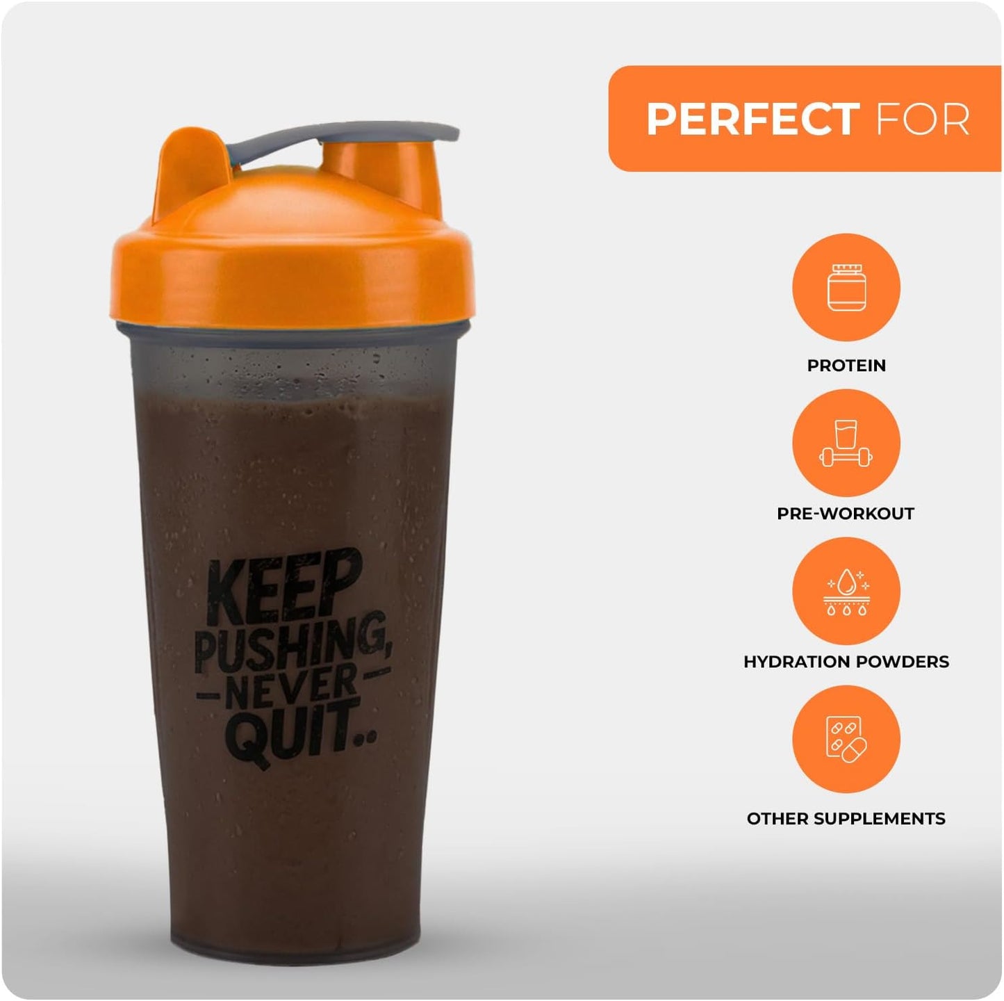 Protein Shaker Bottle 600Ml, Leak-Proof, Bpa-Free, Dishwasher Safe Gym Shaker for Protein Shakes with Wire Mixing Ball, Wide Mouth, Gym Bottle for Smoothies, Pre-Workout & Supplement Drinks