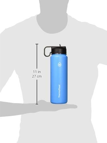 Bottle with Chug Lid & Straw Lid - Insulated Stainless Steel Water Bottle with Leak-Proof Lids - Dishwasher-Safe Reusable Bottle & Lids - Durable Bottle, 2 Straws & 2 Lids - 24 Oz, Capri