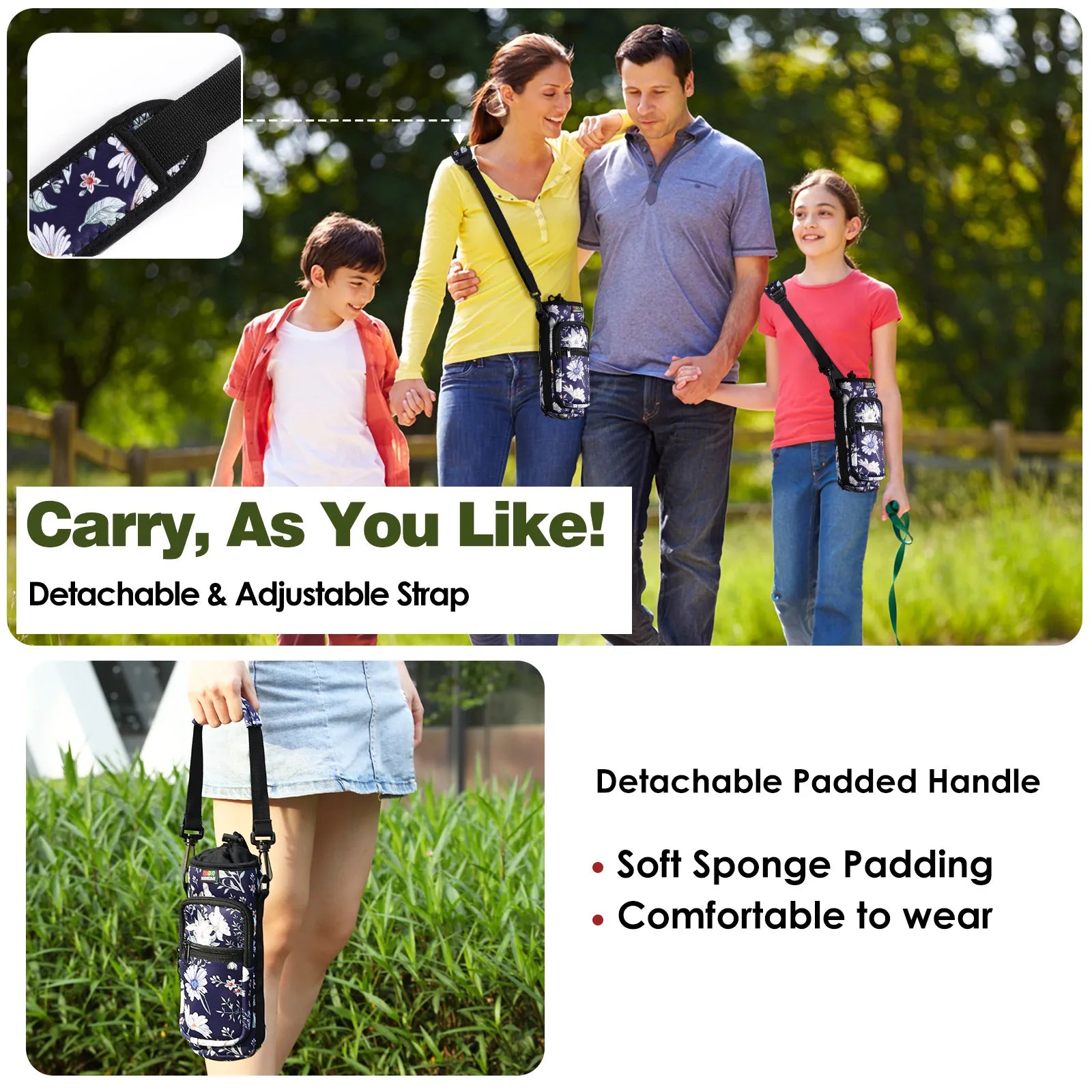 Water Bottle Carrier Holder Bag Universal Water Bottle Pouch High Capacity Sports Water Bottle Bag Outdoor Travel Camping