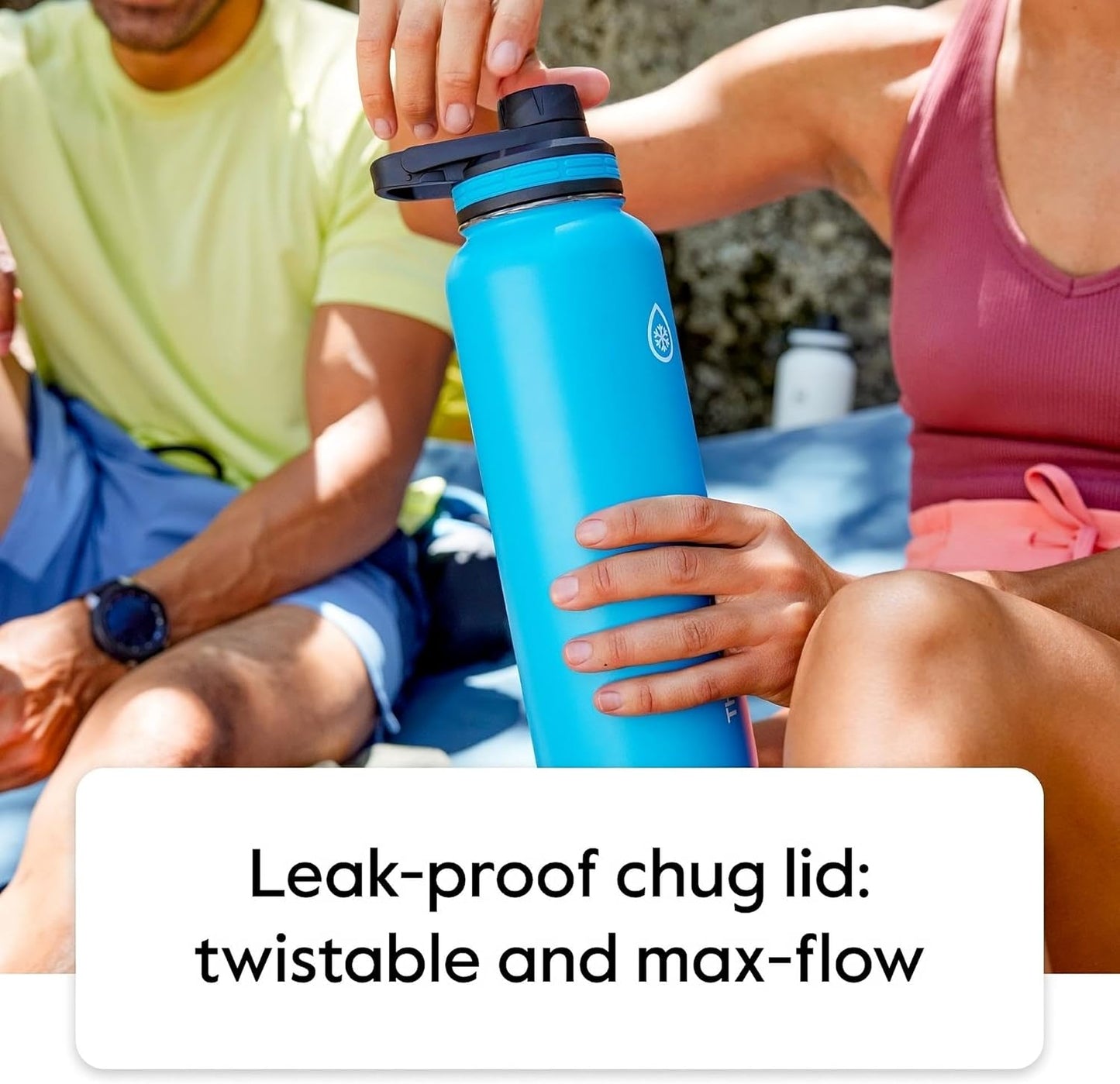 Bottle with Chug Lid & Straw Lid - Insulated Stainless Steel Water Bottle with Leak-Proof Lids - Dishwasher-Safe Reusable Bottle & Lids - Durable Bottle, 2 Straws & 2 Lids - 24 Oz, Capri