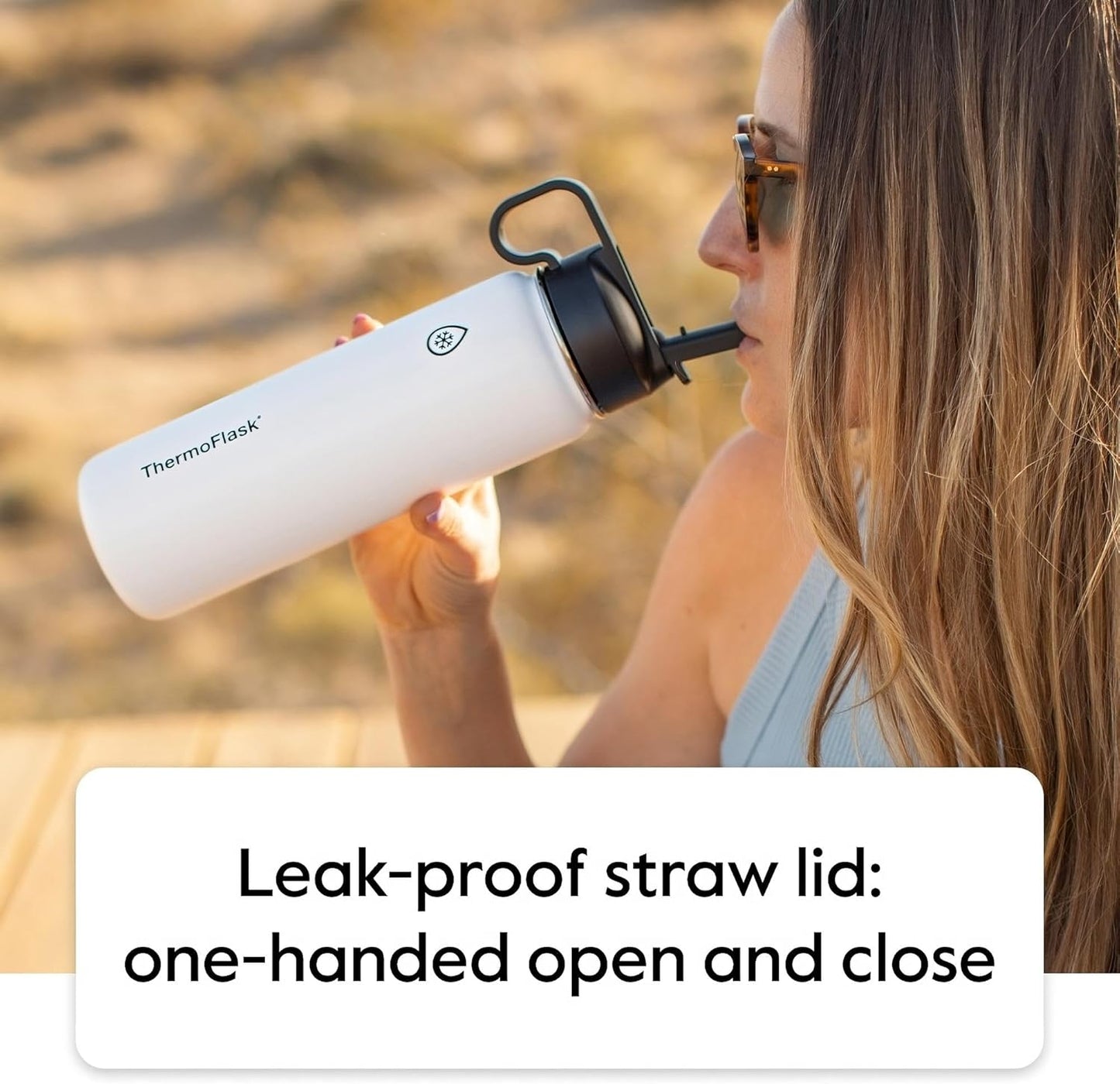 Bottle with Chug Lid & Straw Lid - Insulated Stainless Steel Water Bottle with Leak-Proof Lids - Dishwasher-Safe Reusable Bottle & Lids - Durable Bottle, 2 Straws & 2 Lids - 24 Oz, Capri