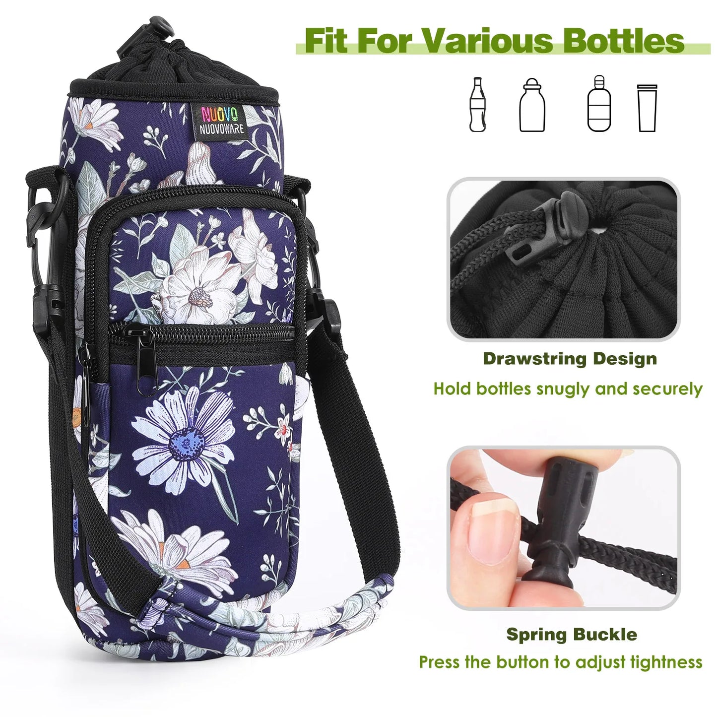 Water Bottle Carrier Holder Bag Universal Water Bottle Pouch High Capacity Sports Water Bottle Bag Outdoor Travel Camping