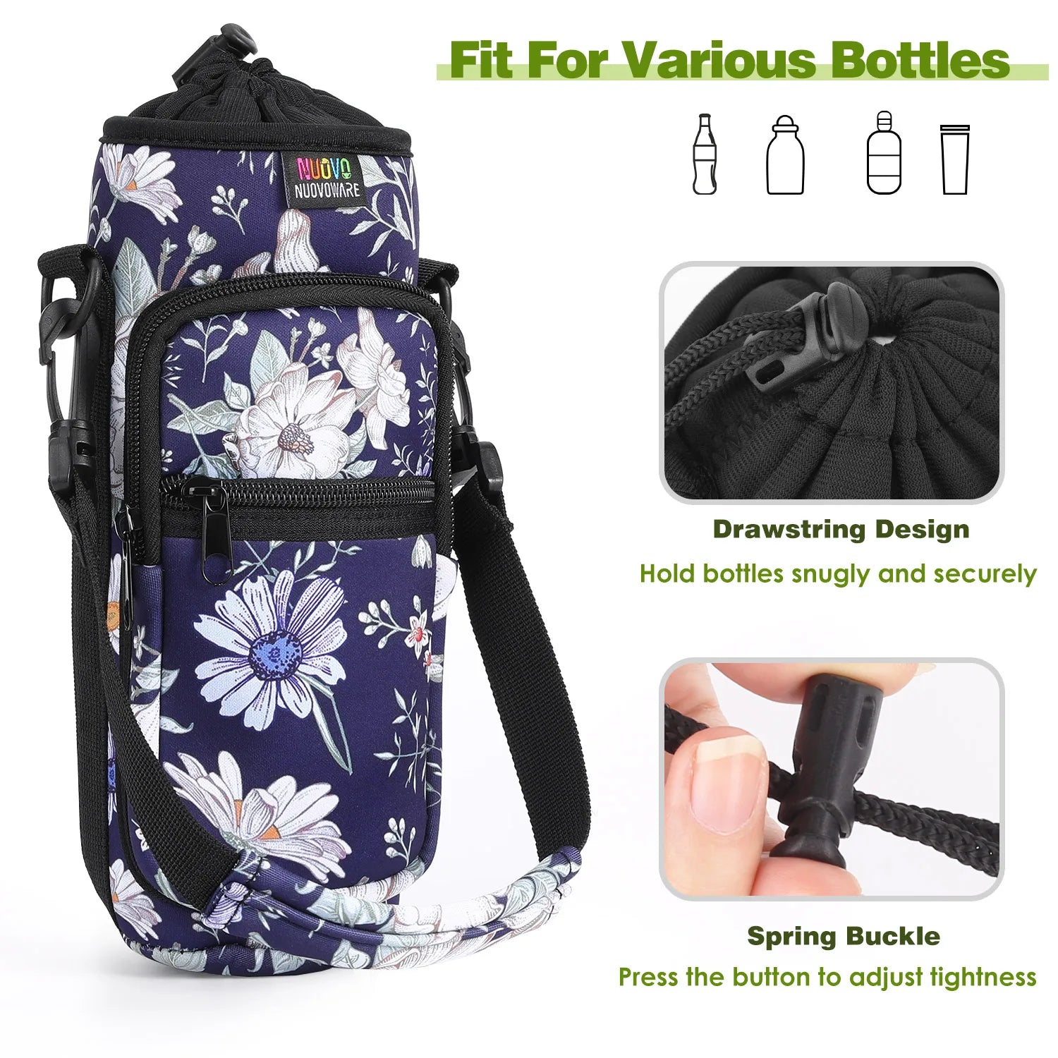 Water Bottle Carrier Holder Bag Universal Water Bottle Pouch High Capacity Sports Water Bottle Bag Outdoor Travel Camping