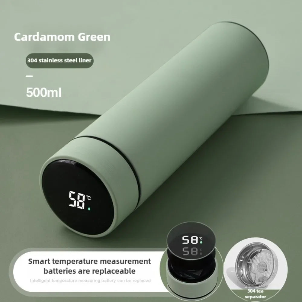 500Ml Thermos Bottle Smart Cup Digital with Temperature Display 304 Stainless Steel Thermos Bottle Long-Lasting Heat