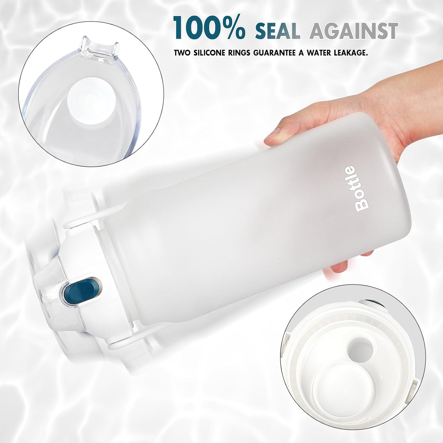 Water Bottle 2 L with Straw, Leak-Proof, Dishwasher Safe, Time Marking, Sports Gym Water Bottle